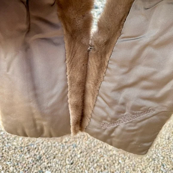 Mink stole wrap, light brown shawl collar vintage - Picture 11 of 15